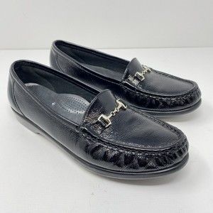 SAS Tripad Casual Loafers Shoes Size 8.5 N Black TEXTURED Patent Leather